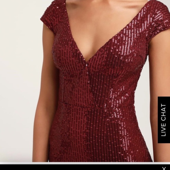 Lulus catching compliments burgundy sequin gown - Picture 4 of 14